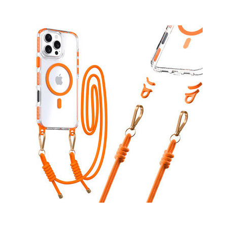 Tel Protect Strap Clear Case for Iphone 13/14 orange