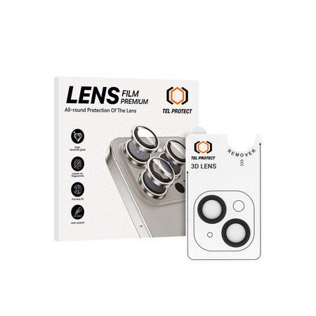 Tempered glass Tel Protect 3D Lens on camera for Iphone 14/14 Plus/16e black (lens 2 pieces)