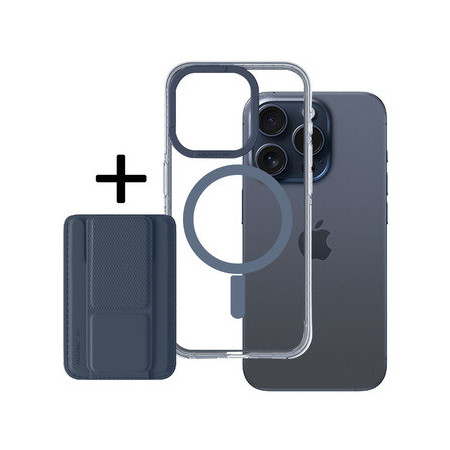 Amazing Thing Titan Pro Mag Wallet Case 10FT IP156.7PTWBU for Iphone 15 Pro Max navy with stand