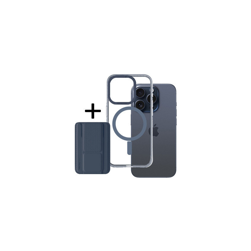 Amazing Thing Titan Pro Mag Wallet Case 10FT IP156.1PTWBU for Iphone 15 Pro navy with stand