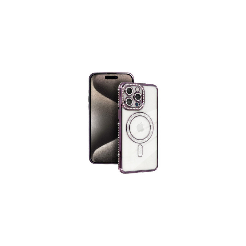 Bling Magsafe Case for Iphone 15 Pro purple