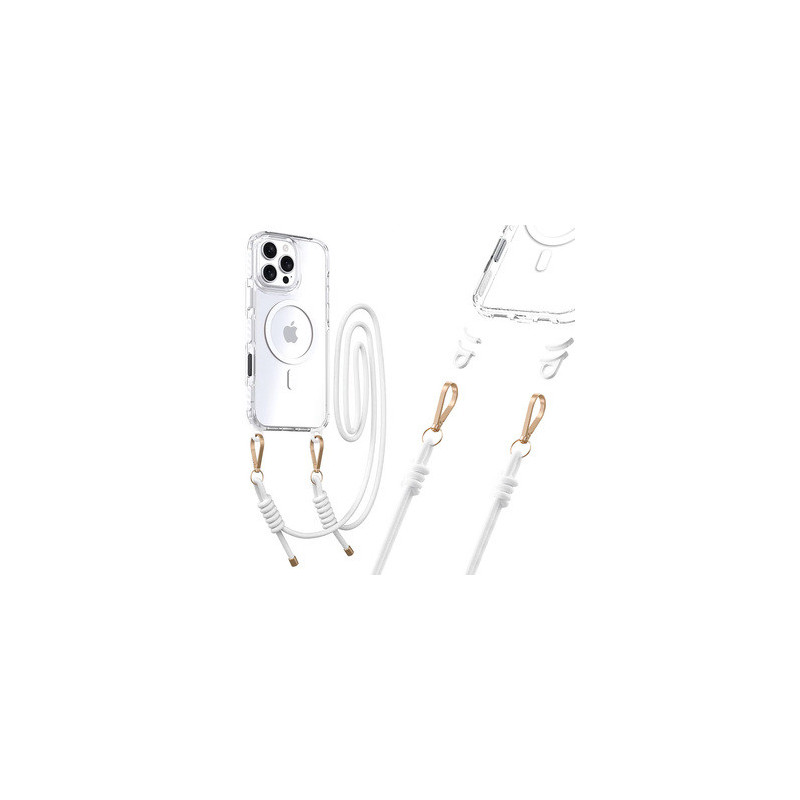 Tel Protect Strap Clear Case for Iphone 15 Pro Max white