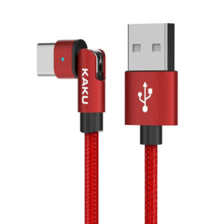 Otočný kábel 180 °, 3A, 1m, USB Typ C KAKU Nabíjací dátový kábel USB-C (KSC-465) červený