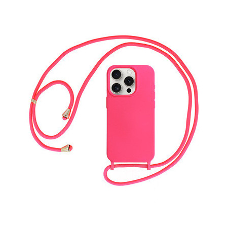 Strap Silicone Case for Iphone 15 Plus design 1 pink