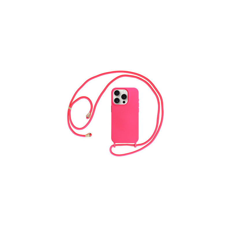 Strap Silicone Case for Iphone 15 Plus design 1 pink