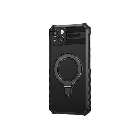 Tel Protect Armor Magsafe Metal Ring Case for Iphone 15 Plus black