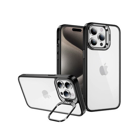 Tel Protect Kickstand case + camera glass (lens) for Iphone 15 Plus black