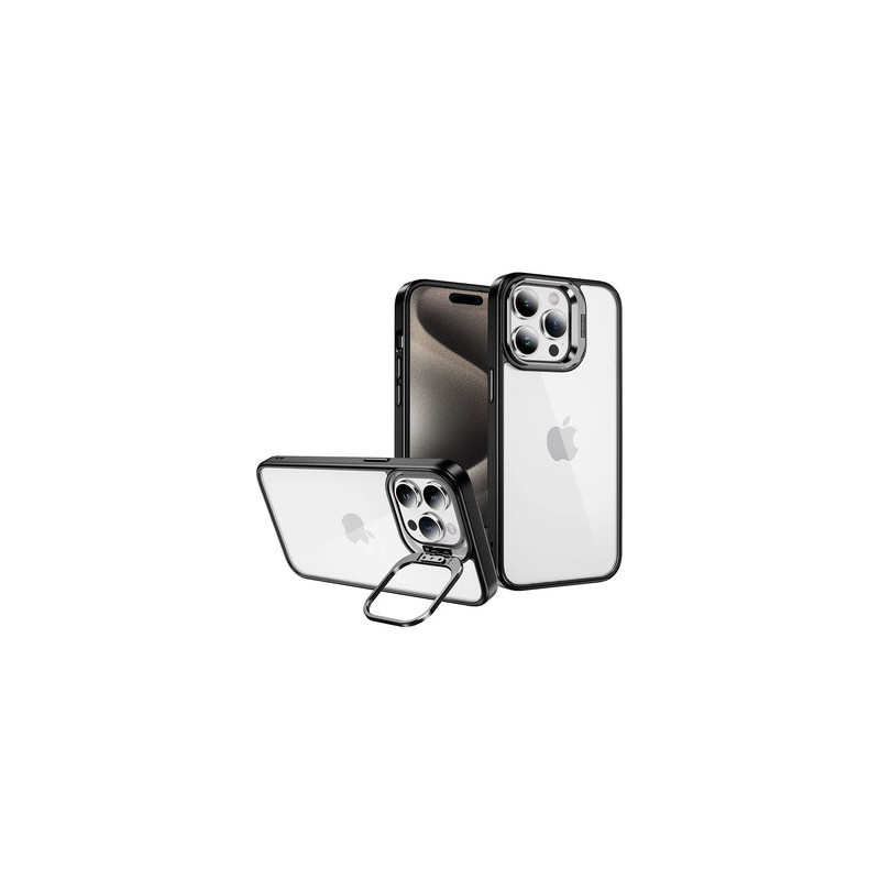 Tel Protect Kickstand case + camera glass (lens) for Iphone 15 Plus black
