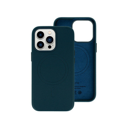MagSafe Leather Case Iphone 15 Plus Navy