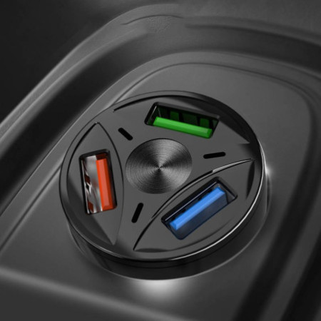 KAKU Quick Charge 3.0 autonabíjačka, 3 x usb port s Lightning káblom (KSC-493) biela farba