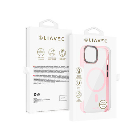 Liavec Hybrid Magsafe Clear Case for Iphone 15 light pink