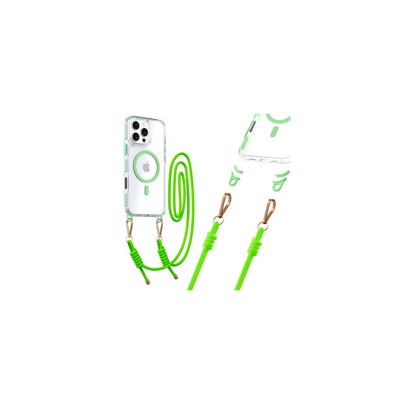 Tel Protect Strap Clear Case for Iphone 15 green