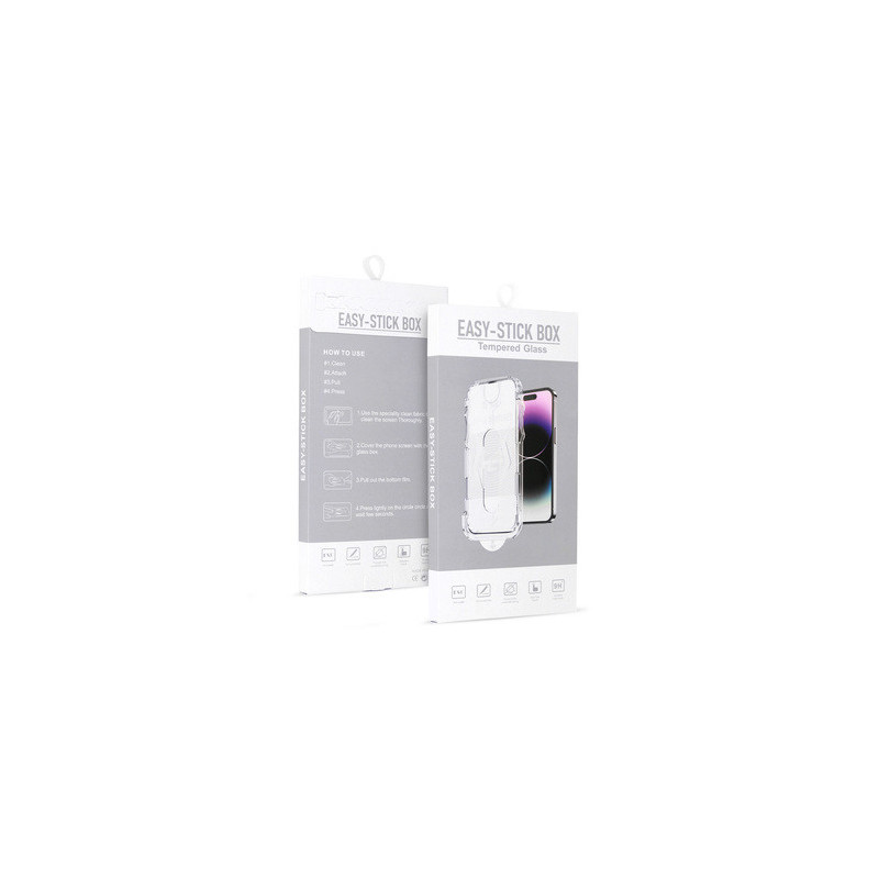 Tempered Glass Full Glue Easy-Stick Box for IPHONE 15 BLACK