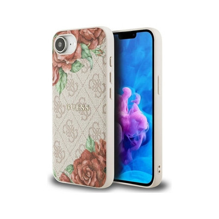 Original Case GUESS 4G Flowers Print MagSafe for Iphone 16e pink