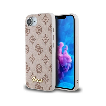 Original Case GUESS Peony Script Logo MagSafe for Iphone 16e brown