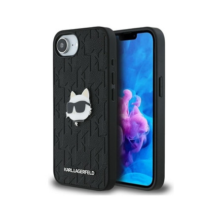 Original Pouch KARL LAGERFELD Monogram Choupette Head Pin for Iphone 16e black