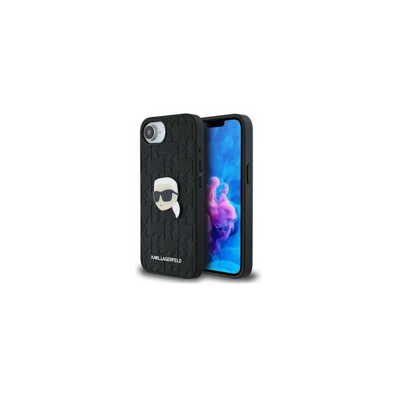 Original Pouch KARL LAGERFELD Monogram Karl Head Pin for Iphone 16e black
