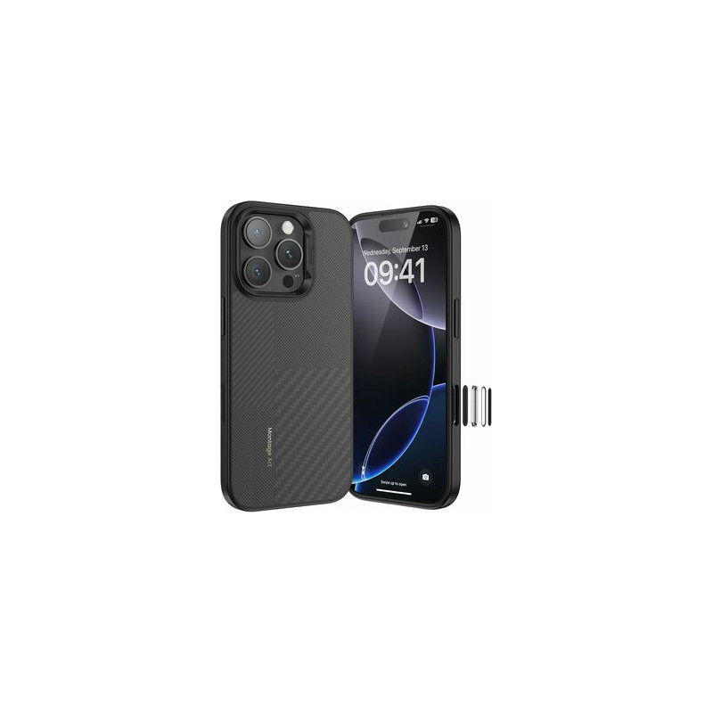 Benks Montage Magnetic Armor Pro Kevlar Case Metal Frame 600D+1500D (MF66) for Iphone 16 Pro Max black (Camera Control B