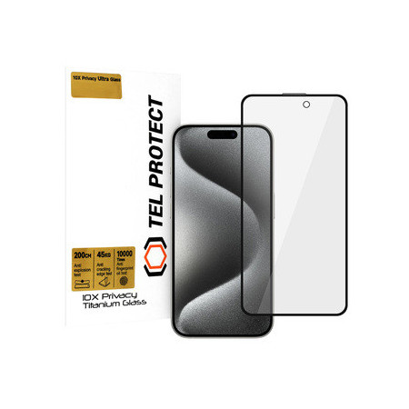 Tempered glass Tel Protect 10X Privacy Titanium for Iphone 16 Pro Max (envelope)