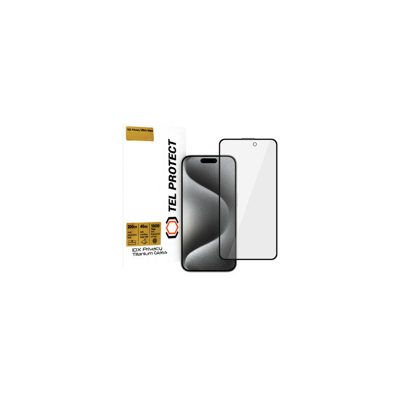 Tempered glass Tel Protect 10X Privacy Titanium for Iphone 16 Pro Max (envelope)