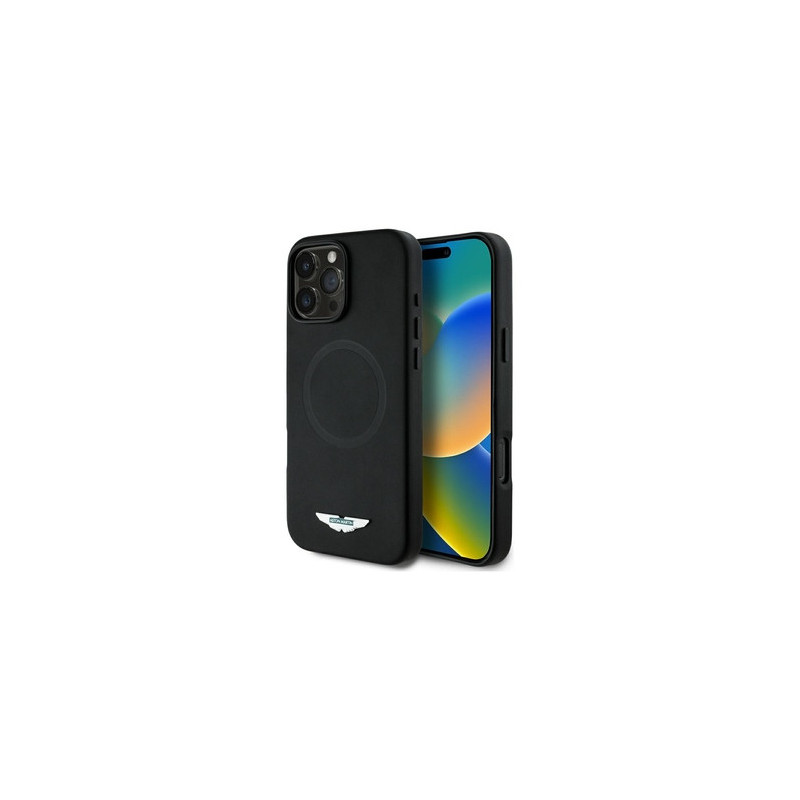 Original Case ASTON MARTIN HC FW Logo Magsafe for Iphone 16 Pro Max black