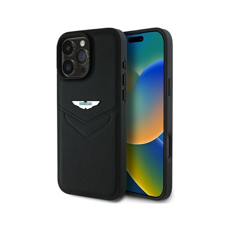 Original Case ASTON MARTIN HC Leather Victory Design for Iphone 16 Pro Max black