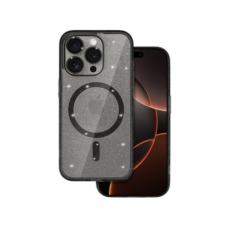 Glitter Magsafe Case for Iphone 16 Pro Max black clear
