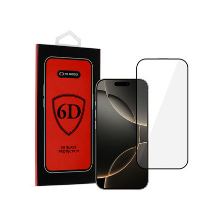 Tel Protect Full Glue 6D Tempered Glass for IPHONE 16 PRO/17 BLACK