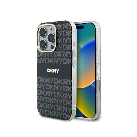 Original Case DKNY Repeat Texture Pattern with Stripe DKHMP16LHRHSEK for Iphone 16 Pro black