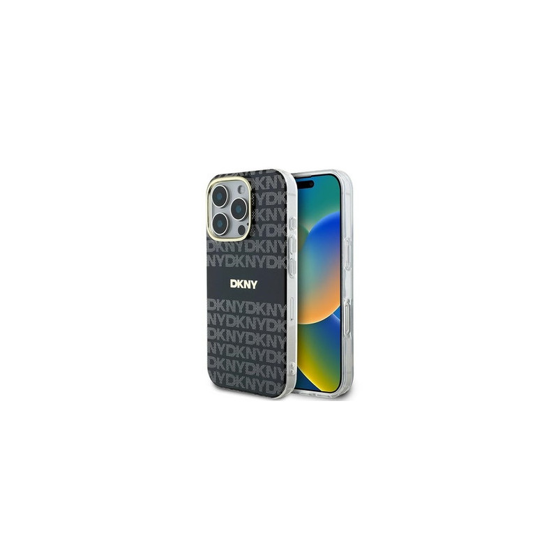 Original Case DKNY Repeat Texture Pattern with Stripe DKHMP16LHRHSEK for Iphone 16 Pro black