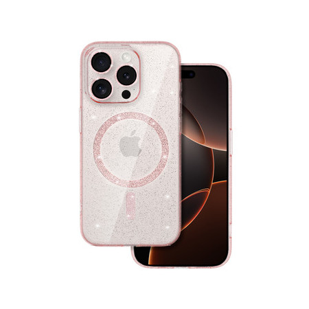 Glitter Magsafe Case for Iphone 16 Pro pink clear