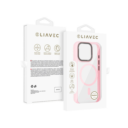 Liavec Hybrid Magsafe Clear Case for Iphone 16 Pro light pink