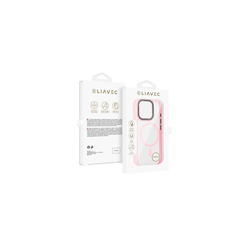 Liavec Hybrid Magsafe Clear Case for Iphone 16 Pro light pink