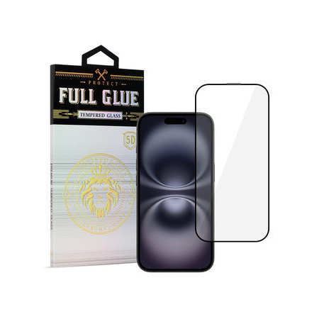 Tempered Glass HARD Full Glue 5D for IPHONE 16 PLUS BLACK