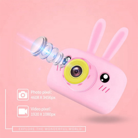 detský digitálny fotoaparát s kamerou 1080p ružový