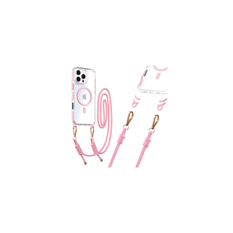 Tel Protect Strap Clear Case for Iphone 16 pink