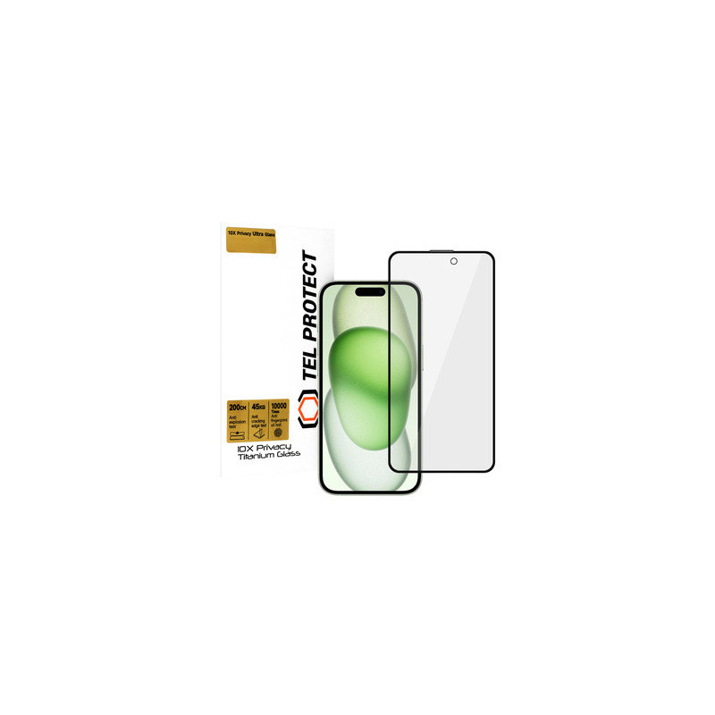 Tempered glass Tel Protect 10X Privacy Titanium for Iphone 16 (envelope)