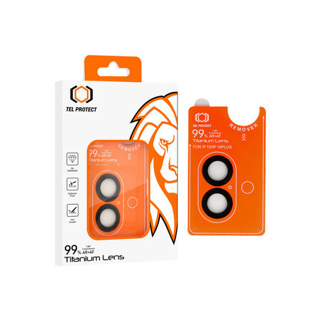 Tempered glass Tel Protect Titanium Lens 99% AR on camera for Iphone 16/16 Plus black (lens 2 pcs)