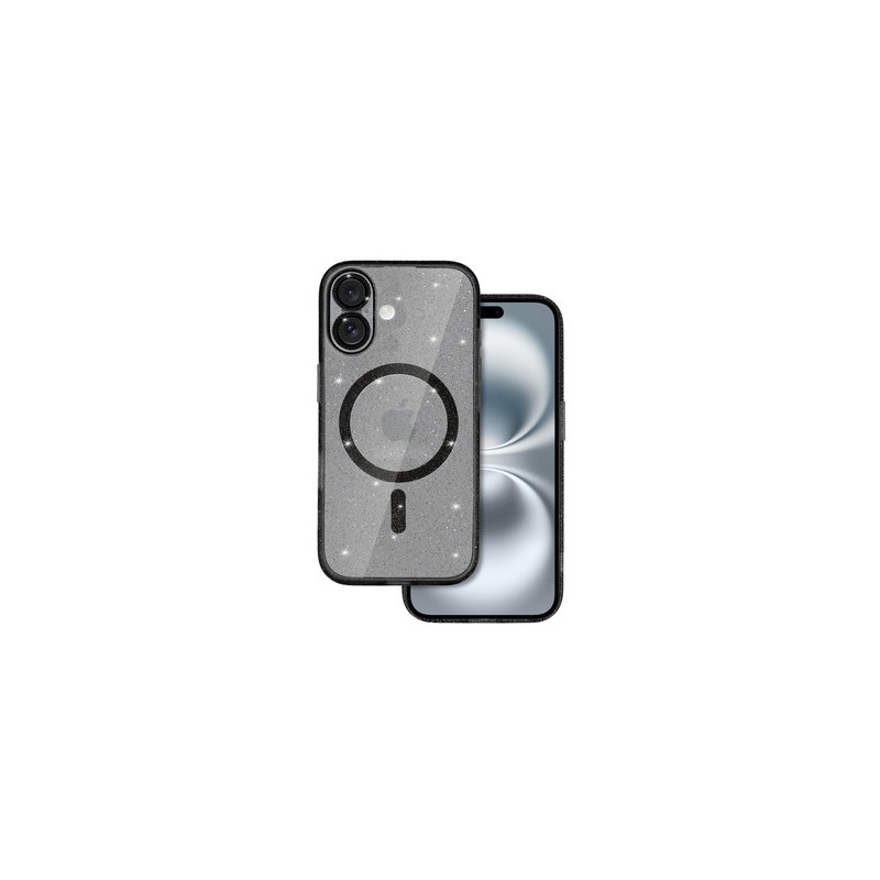 Glitter Magsafe Case for Iphone 16 black clear