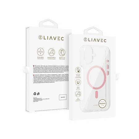 Liavec Glossy Magsafe Clear Case do Iphone 16 rÃ³Å¼owy