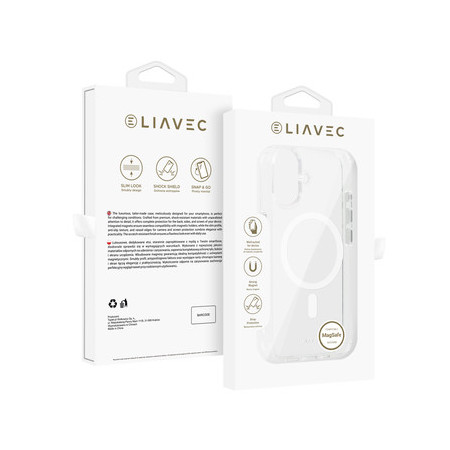 Liavec Glossy Magsafe Clear Case do Iphone 16 white