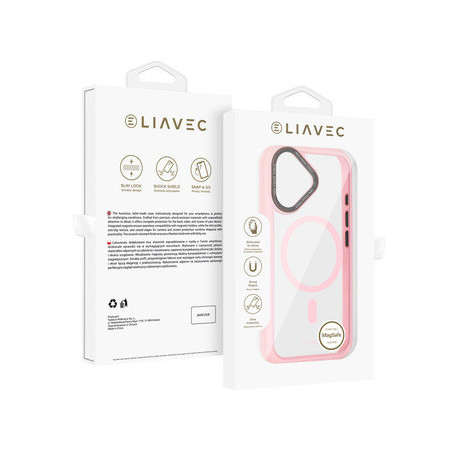 Liavec Hybrid Magsafe Clear Case for Iphone 16 light pink