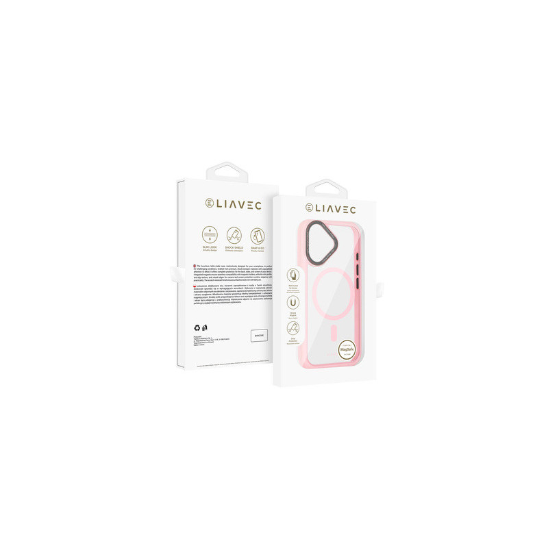 Liavec Hybrid Magsafe Clear Case for Iphone 16 light pink