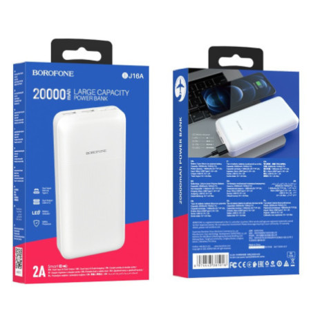Borofone Power Banka 20000mAh BJ16A Cube - 2xUSB - biela