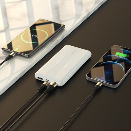Borofone Power Banka 10000mAh BJ13 - Rýchlonabíjanie - 2xUSB + Type C - PD QC 3.0 22,5W biela