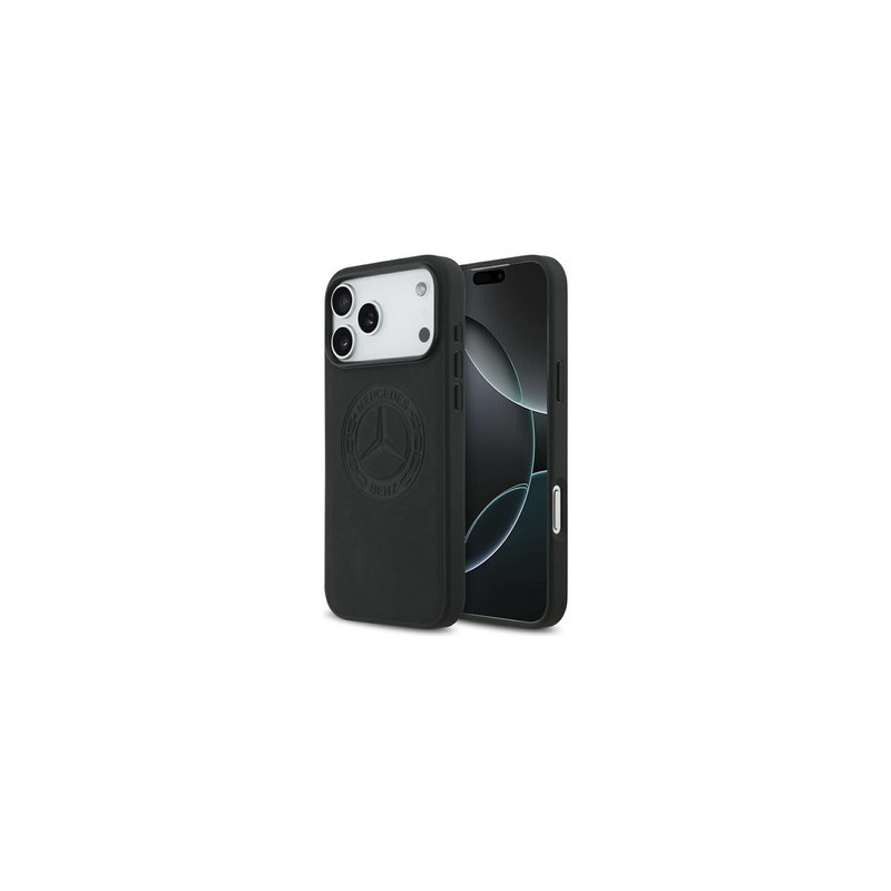 Original Case MERCEDES Leather Vintage Logo MagSafe for Iphone 17 Pro Max black