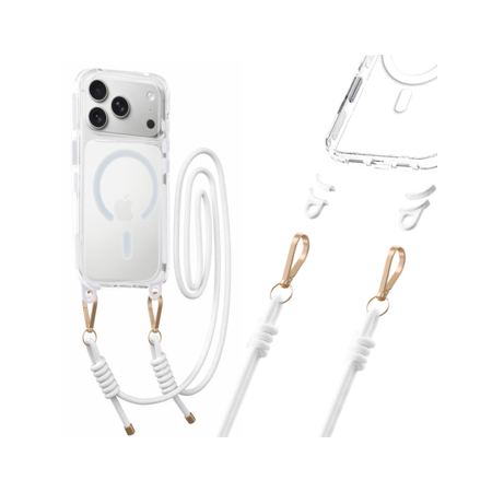 Tel Protect Strap Clear Case for Iphone 17 Pro Max white