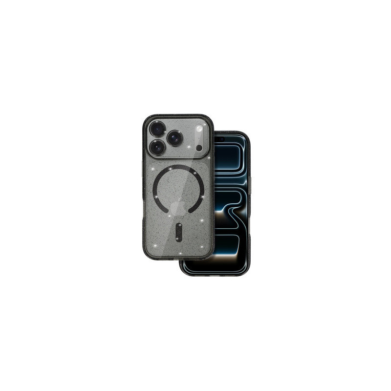 Glitter Magsafe Case for Iphone 17 Pro Max black clear