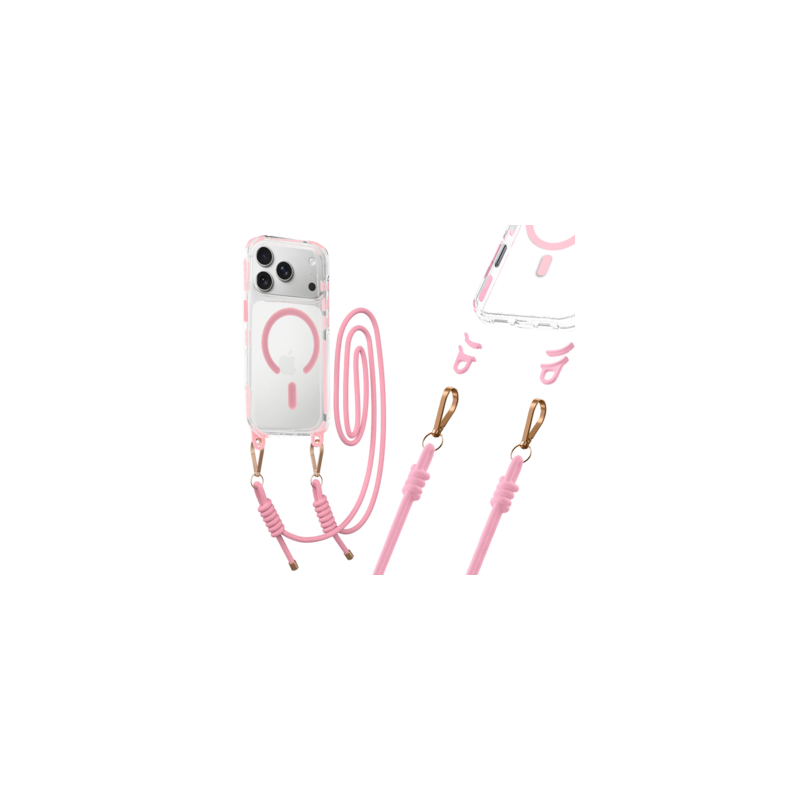 Tel Protect Strap Clear Case for Iphone 17 Pro pink