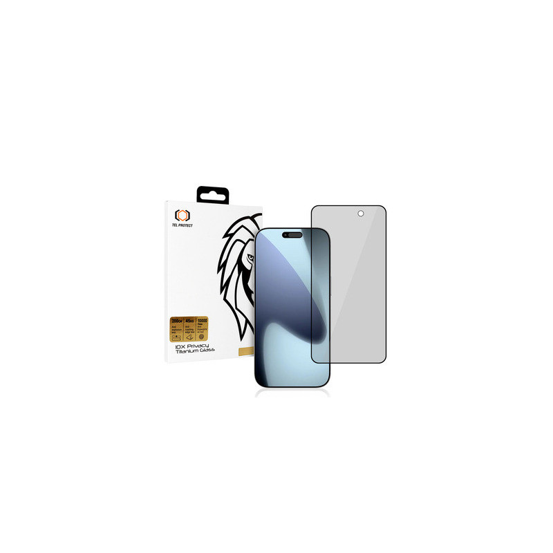 Tempered glass Tel Protect 10X Privacy Titanium for Iphone 17 Pro